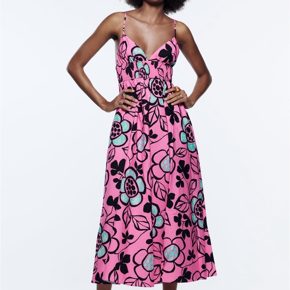 Zara Printed Poplin Dress Size S - Picture 5 of 13